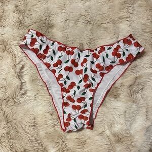 SHEIN Cherry Print Bikini Bottom - Red and White